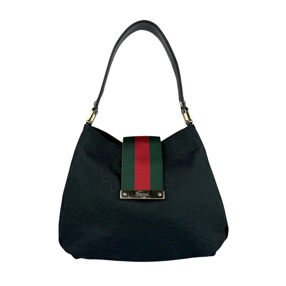 Gucci Black GG Canvas Web Hobo bag